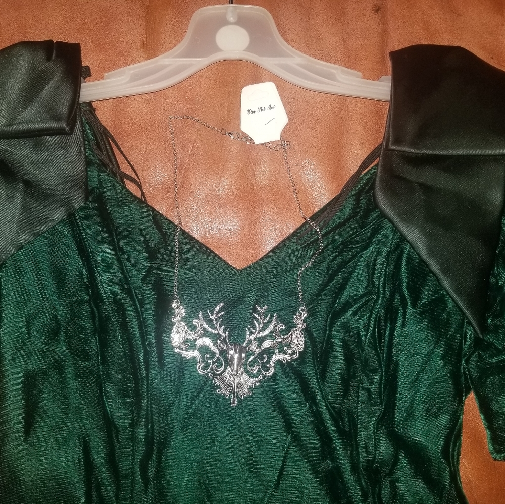 Beautiful Green Velvet Evening Dress